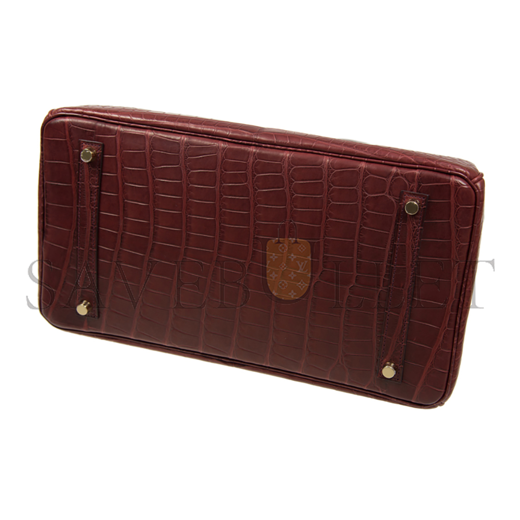 H**mes master birkin 35 matt crocodile leather bordeaux red gold buckle h041367ck3j (35*28*18cm)